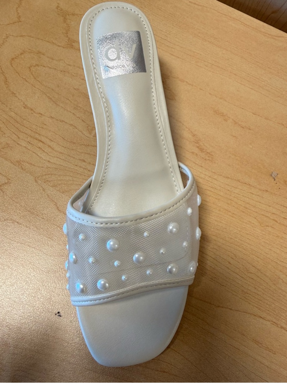 DV by Dolce Vita White Pearl Mesh Slide Sandal